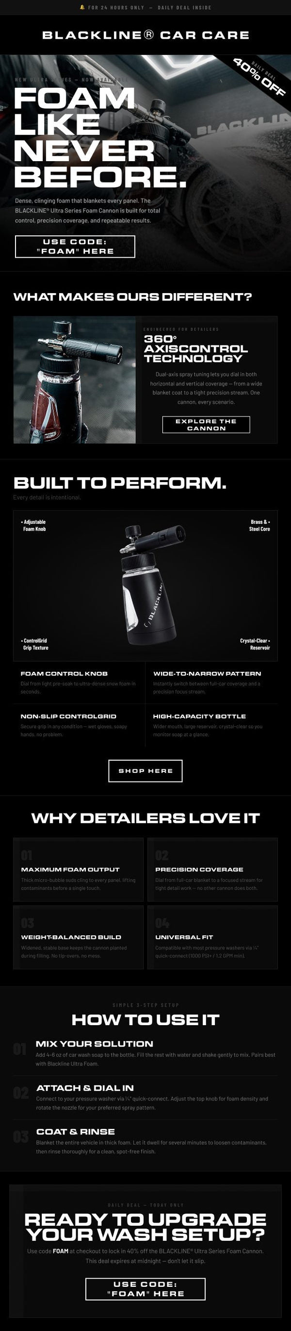 Blackline Car Care foam cannon daily deal email