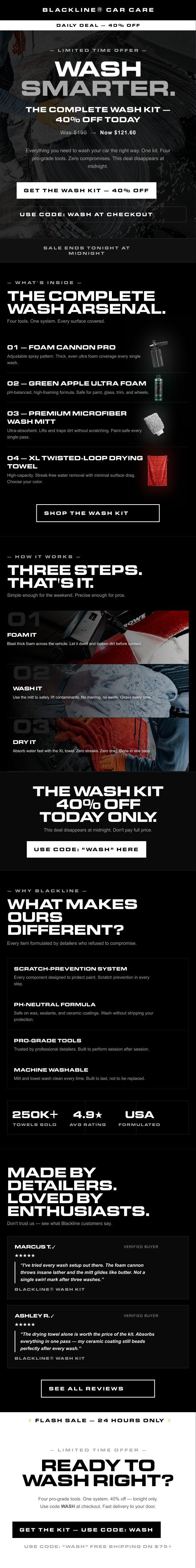 Blackline Car Care wash kit flash sale email