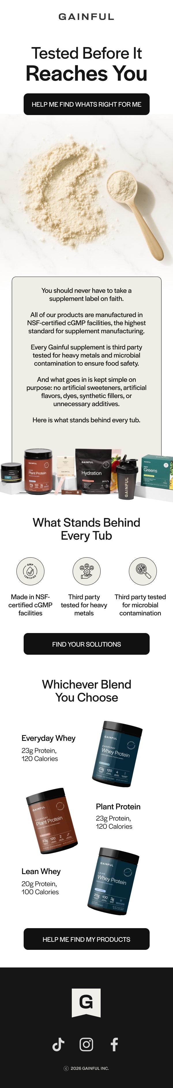 Gainful product testing trust email