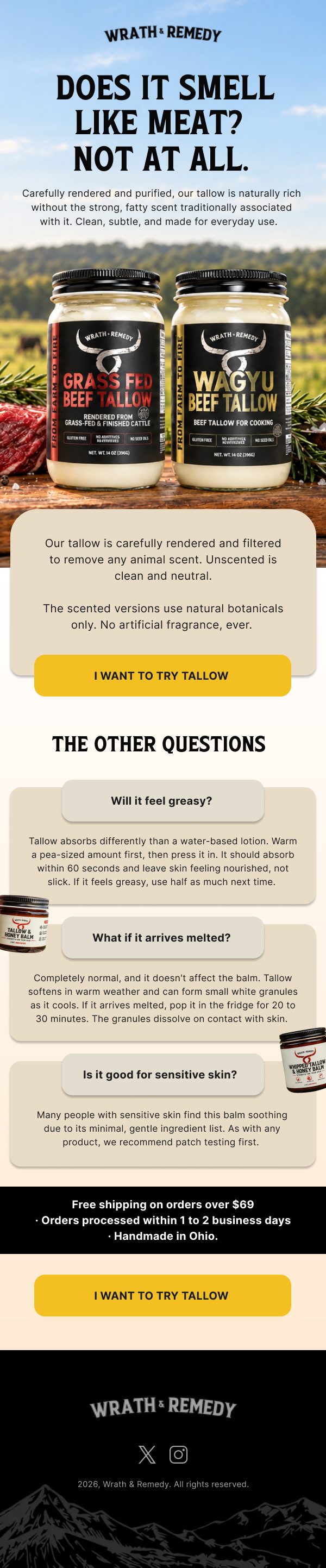 Wrath and Remedy beef tallow FAQ email