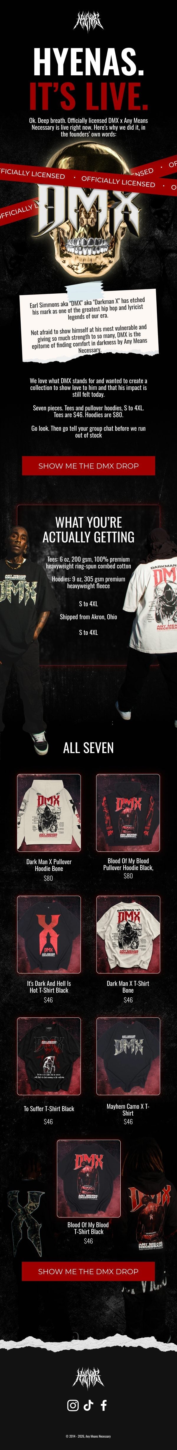Any Means Necessary DMX collection launch email